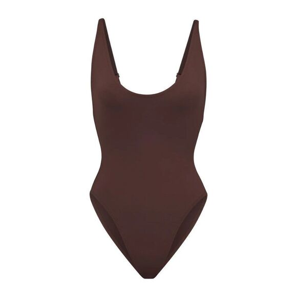 NWT Skims Scoop Neck One Piece Swimsuit Size Medium In Cocoa - Picture 5 of 5